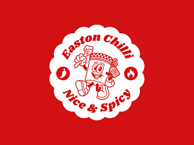 Easton Chilli Badge branding cartoon character character design food graphic design illustration jam jar mascot minimal rubber hose sticker vintage