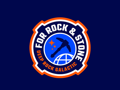 Deep Rock Galactic 1 badges branding deep rock galactic dwarf gaming logo design minimal mining outdoor badge pick axe pin video game wilderness badge