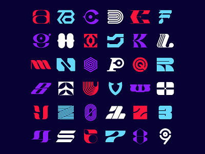 36 Days of Type 36 days of type 36dot alphabet custom font fonts grid layout lettering logo logo design logo grid navy type challenge type grid typography
