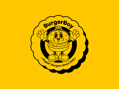 BurgerBoy branding character cuphead fast food illustration logo mascot rubberhose vector