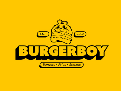 Burgerboy Logo cartoon character cuphead design fast food illustration logo mascot nintendo rubberhose vector