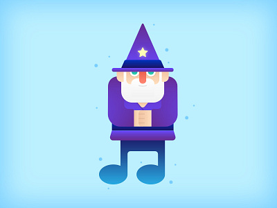 Questing Quaver: Wizard cartoon character illustration magical magician music note quaver quest star vector wizard