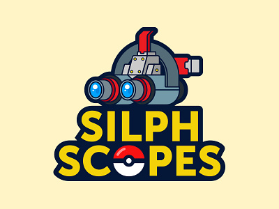 Silphscopes Logo 2d colourful flat goggles logo nintendo pokemon simple vector