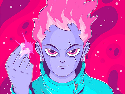 Cosmic Flame anime apple pencil cartoon cartoon character character character design cosmic fire flame hair ipad ipadpro magic magical manga pink procreate space