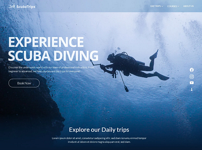 SCUBA diving club website adventure design diving graphic design illustration landing page logo sport ui ux website