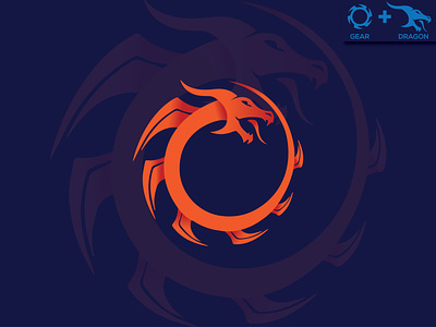 Gear + Dragon Logo Icon branding colorful creative design dragon dragon and gear dragon logo gear graphic design hunting icon icon design illustration logo modern logo simple vector