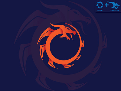 Gear + Dragon Logo Icon branding colorful creative design dragon dragon and gear dragon logo gear graphic design hunting icon icon design illustration logo modern logo simple vector