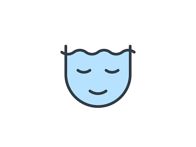 Calm Face blue branding calm line logo meditation round sleep swim two tone vector water