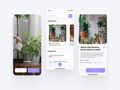 Helper - Mobile App that will help you find a sitter for your ho app design mobile mobile app product design sitter ui ux uxui visual design