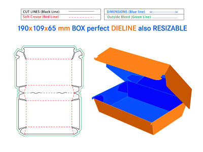 Double Burger box dieline or medium size die-cut template