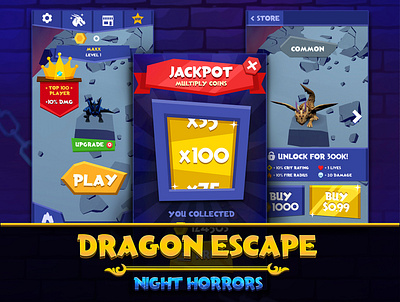 Dragon Escape Mobile Game Art & UI