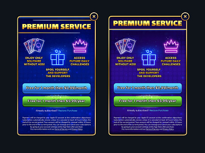 Premium Service Mobile Game Pop-ups