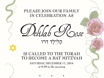 Card - Bat Mitzvah Invitation adobe illustrator design illustration