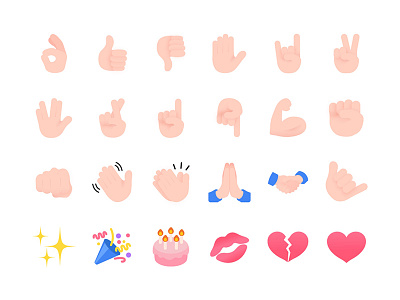 Gesture Emojis app chat emoji emotion gesture hands heart icon iconography musical.ly set