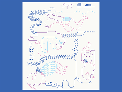 Illustration for calendar calendar clean design girls illustration line summer vector