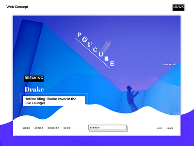 Web player concept design drake music news player psd ui ux video wave web