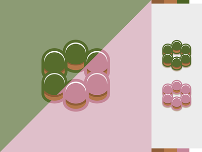 Mochi Donuts | Matcha/Strawberry branding design flat food graphic design icon illustration minimal vector