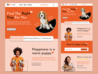 Pet adoption landing page adoption landing page branding cat shop dog dog shop graphic design pet ui user interface