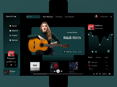 Sanctify, Music Dashboard dashboard design illustration music music dashboard music ui sanctify spotify user interface