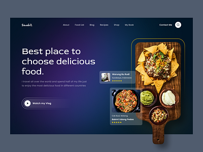 Food Vlogger - Hero Section darkmode design food gradient hero ui ui ux uidesign userinterface ux vlog vlogger