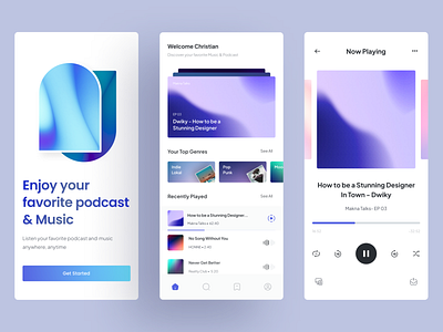 Podcast & Music - Mobile App branding clean design graphic design illustration ui ui design ui ux ux ux design