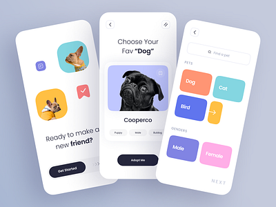 Pet Finder - Mobile App bird cat clean design dog pet pet app pet finder ui ui design ui ux ux ux design