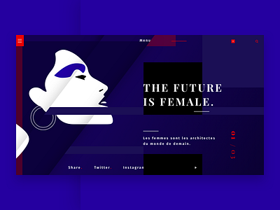The Future Is Female clean design landing page mondrianizm product purple typography ui ux web women