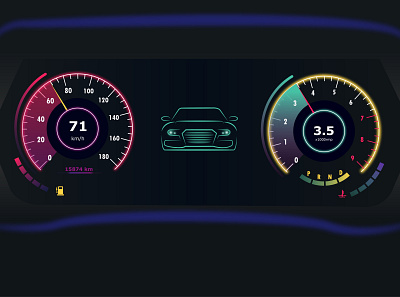 Designed a neon Car Hud de design graphic design ui