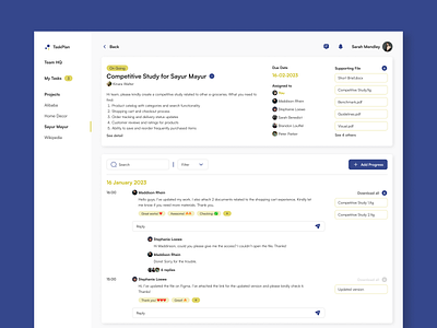 Project Management Platform - Project Update dashboard design project management task management task plan to do