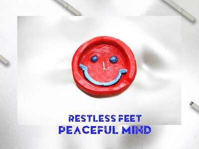 smile ashtray／handmade／blue／clay sculpture ／eye