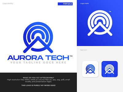 AURORA TECH LOGO - LOGO FOR SALE