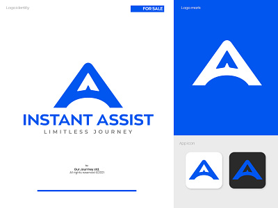INSTANT ASSIST - LOGO FOR SALE branding fly logo mountain plane technology up