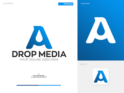 DROP MEDIA - LOGO FOR SALE branding creative logo design drop fresh futuristic logo graphic design illustration logo media waterdrop