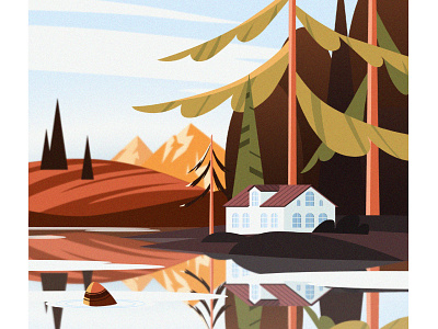 Autumn landscape art autumn illustration landscape vector