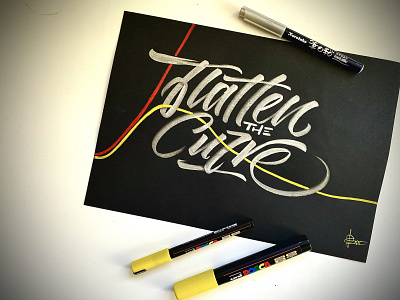 Flatten the Curve brush and ink brush calligraphy brush lettering brush script flattenthecurve hand lettering handwriting