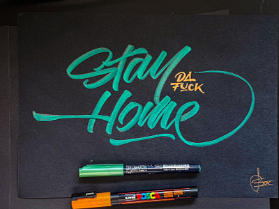 Stay home brush and ink brush calligraphy brush lettering brush script flattenthecurve hand lettering handwriting stayhome