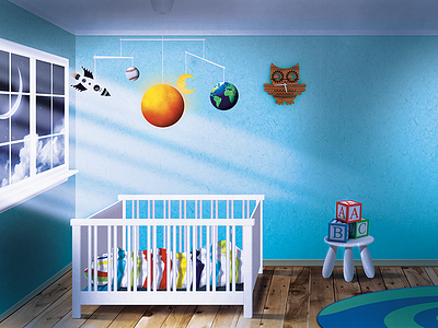 Inside of birth announcement birth announcement moonlight planets room