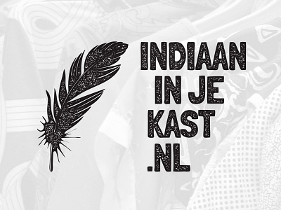 Indiaan in je kast feather logo stamp effect vector