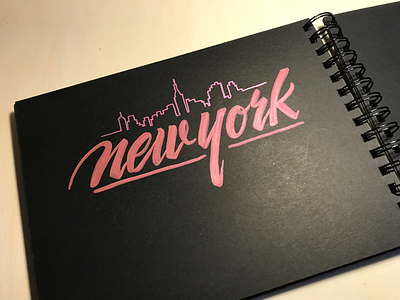 New York brush script hand written lettering