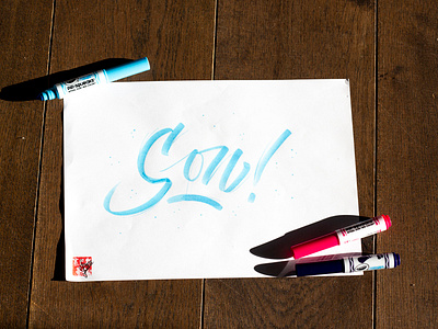 Son brush and ink brush calligraphy brush script hand lettering