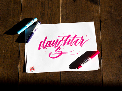 daughter brush and ink brush calligraphy brush script hand lettering