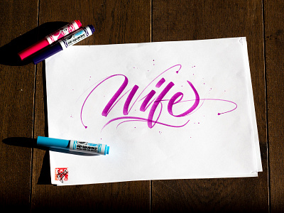 Wife brush and ink brush calligraphy brush script hand lettering