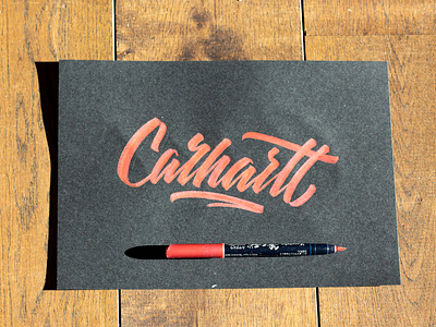 Carhartt brush and ink brush calligraphy brush script hand lettering