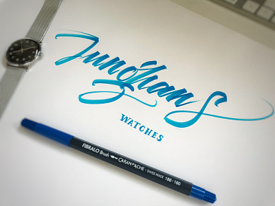 Junghans brush and ink brush calligraphy brush script hand lettering