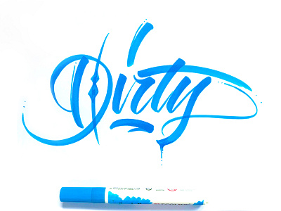 Dirty brush and ink brush calligraphy brush script hand lettering