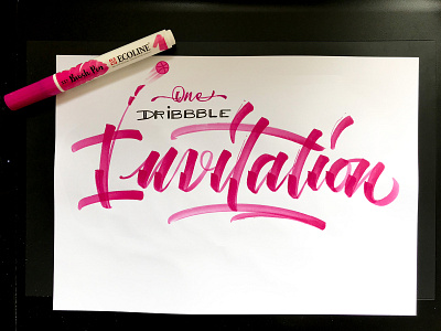 Dribbble invitation brush and ink brush calligraphy brush script draft dribbble dribbble invite dribbble invites hand lettering invitation