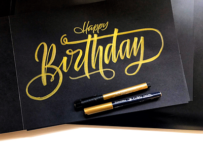 Happy birthday brush lettering brush script handwriting