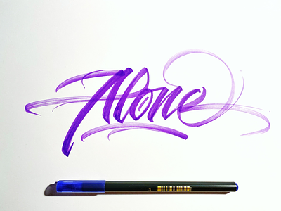 Alone brush lettering brush script handwriting