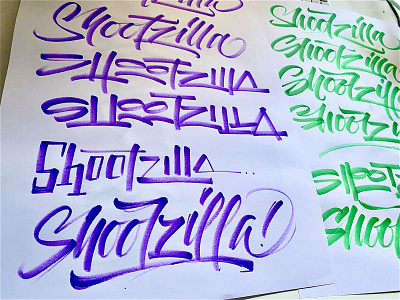 Shootzilla brush and ink brush calligraphy brush lettering brush script hand lettering handwriting
