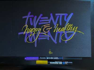 Twenty Twenty brush and ink brush calligraphy brush lettering brush script hand lettering handwriting illustration